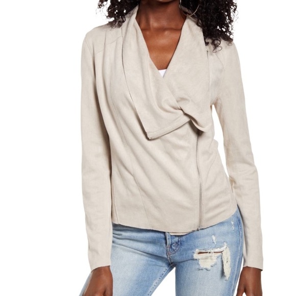 BLANK NYC Faux Suede Drape Jacket | Taupe | Medium - Picture 10 of 16